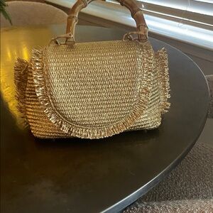 Cult Gaia Gold Woven Handbag